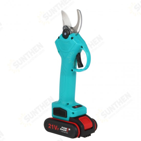 21V Wireless 25mm Rechargeable Electric Scissors Branch Pruning Shear Tree Cutting Tools W/ 2 Battery