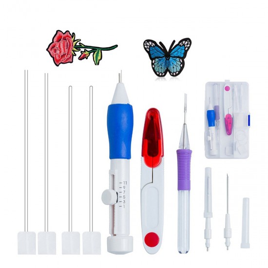 DIY Embroidery Pen Set Knitting Sewing Tools Kit Punch Needle Adjustable