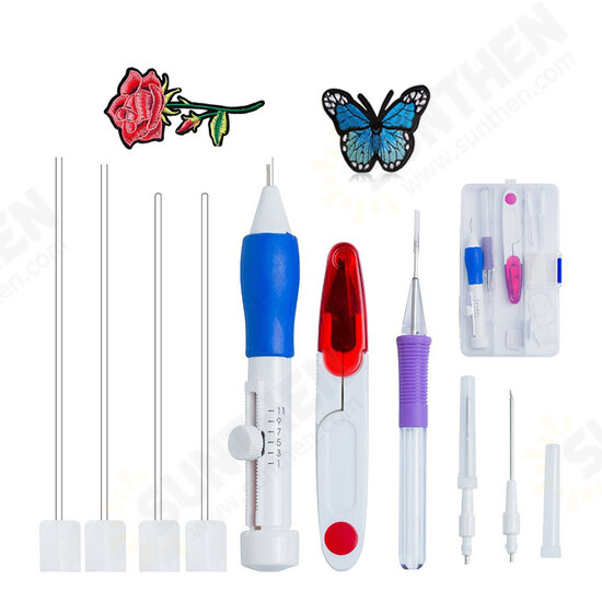 DIY Embroidery Pen Set Knitting Sewing Tools Kit Punch Needle Adjustable