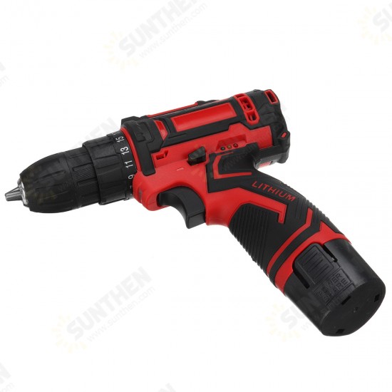 12V 300W 2 Speed Cordless Drill Driver 25+1 Torque 1350 RPM 10mm Electric Screwdriver W/ 1/2 Battery