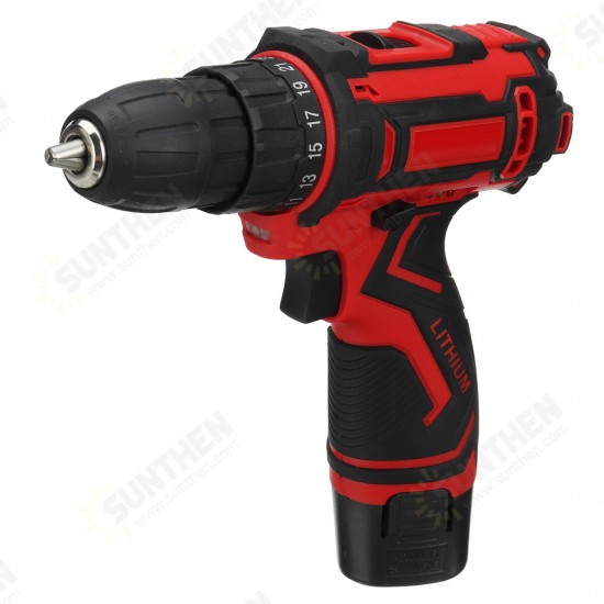 12V 300W 2 Speed Cordless Drill Driver 25+1 Torque 1350 RPM 10mm Electric Screwdriver W/ 1/2 Battery