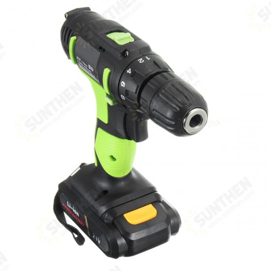 21V Li-ion Electric Screwdriver Rechargeable Electric Charging Power Drill Two Speed 30-45Nm