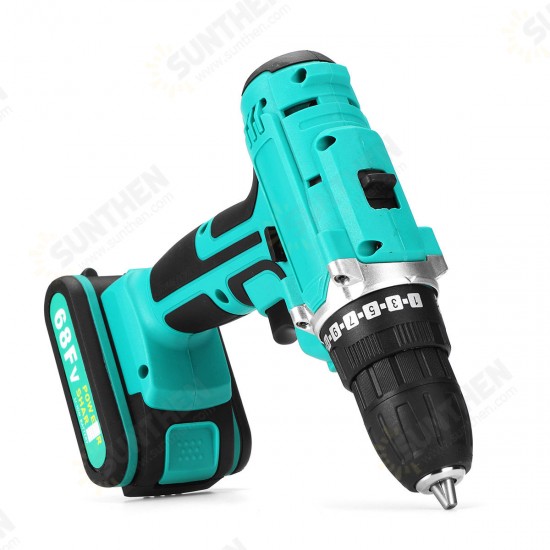 68FV Household Lithium Electric Screwdriver 2 Speed Impact Power Drills Rechargeable Drill Driver W/ 1 Li-ion Batteries