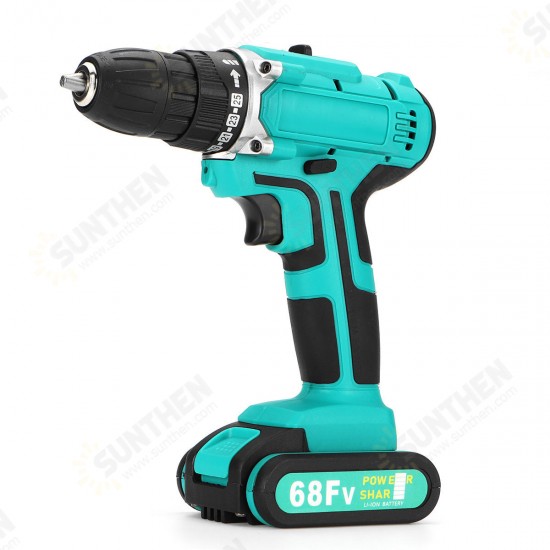 68FV Household Lithium Electric Screwdriver 2 Speed Impact Power Drills Rechargeable Drill Driver W/ 1 Li-ion Batteries