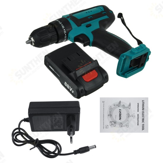 88VF Cordless Drill 3 IN 1 Electric Screwdriver Hammer Impact Drill 7500mAh 2-Speed