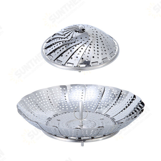 Stainless Steel Household Steamed Bun Steamer Folding Fruit Basket For Steaming Vegetables Hotel Egg Steamer Retractable Steaming Tray