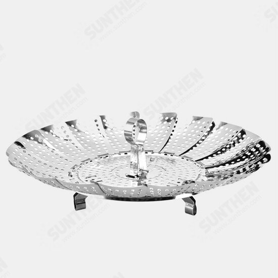 Stainless Steel Household Steamed Bun Steamer Folding Fruit Basket For Steaming Vegetables Hotel Egg Steamer Retractable Steaming Tray