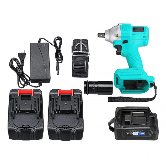 100-240V Li-ion Electric Wrench Brushless Impact Wrench Wood Work Power Tool with 2 Battery