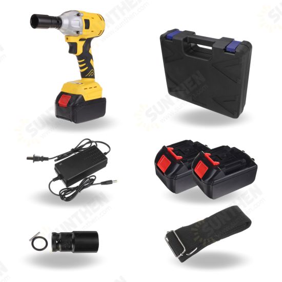 1/2inch Cordless Brushless Impact Wrench Brushless Motor Power Driver Electric Wrench with 2 Battery