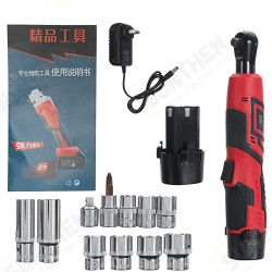 12V 1500mAh Electric Ratchet Wrench 90° Right Angle Spanner Repair Tools with 1/2pcs Rechargeable Batteries 12V 1500mAh Electric Ratchet Wrench 90° Right Angle Spanner Repair Tools with 1/2pcs Rechargeable Batteries