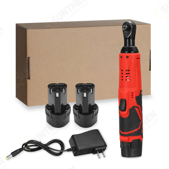 12V 4000mAh Electric Ratchet Wrench With LED Light 90° Angle Wrench Tool W/ 1/2pcs Battery