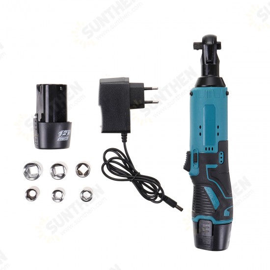 12V/18V/28V 57N.m 90° Electric Right Angle Ratchet Wrench Set 1500mAh Battery With Flashlight