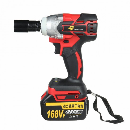 168VF 520Nm High Torque Electric Cordless Brushless Impact Wrench Tool with Rechargeable Battery