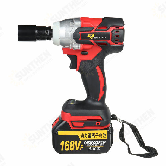 168VF 520Nm High Torque Electric Cordless Brushless Impact Wrench Tool with Rechargeable Battery