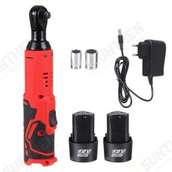 18V 45NM Cordless Eletctric Ratchet Wrench 3/8 Inch Li-ion Battery Powered Right Angle Wrench With 2Pcs Sockets 2 Batteries With LED Light 18V 45NM Cordless Eletctric Ratchet Wrench 3/8 Inch Li-ion Battery Powered Right Angle Wrench With 2Pcs Sockets 2 Batteries With LED Light