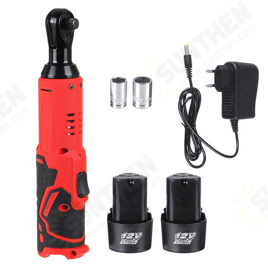 18V 45NM Cordless Eletctric Ratchet Wrench 3/8 Inch Li-ion Battery Powered Right Angle Wrench With 2Pcs Sockets 2 Batteries With LED Light 18V 45NM Cordless Eletctric Ratchet Wrench 3/8 Inch Li-ion Battery Powered Right Angle Wrench With 2Pcs Sockets 2 Batteries With LED Light