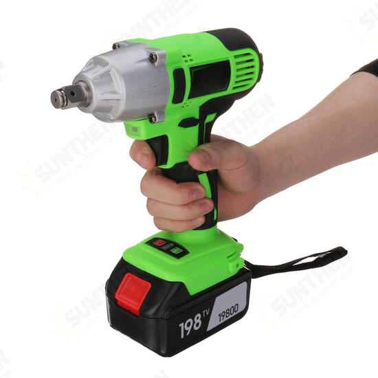 198VF 19800mAh Electric Cordless Impact Wrench LED Lighting Screwdriver Drill Torque Repair Tool