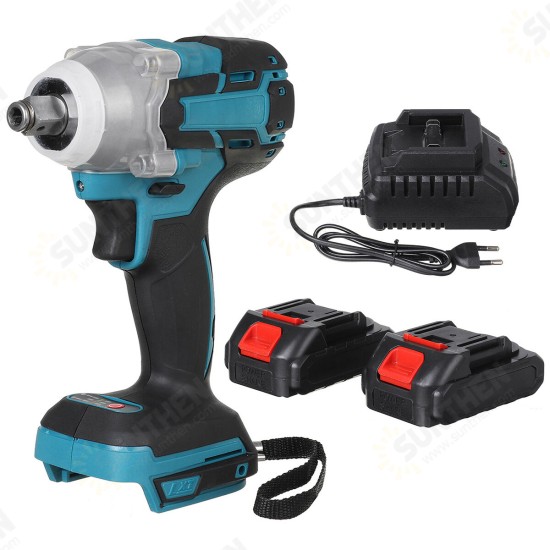 2 in 1 188VF 588N.m. Li-Ion Brushless Cordless Electric 1/2inch Wrench 1/4inchScrewdriver Drill W/ 1/2 Battery & 4 Sleeves