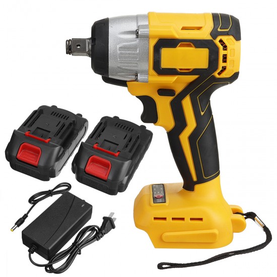 21V 320N.M 1/2inch Brushless Cordless Electric Impact Wrench W/ 2pcs Batteries