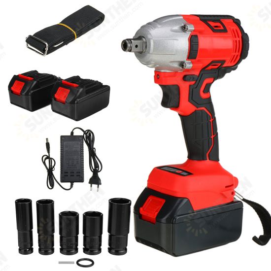 330NM 3000RPM Electric Cordless Brushless Impact Wrench W/ 1 or 2pcs Battery & 5pcs Sockets