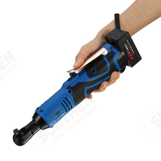 3/8 Inch 100Nm 42V Right Angle Wrench 90 Degree Rechargeable Electric Ratchet Wrench R/F With LED Working Light Battery Charger