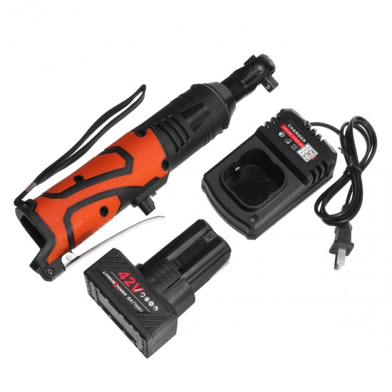 42V 100Nm Cordless Electric Wrench 3/8 Ratchet Wrench Set Angle Drill Screwdriver LED Light