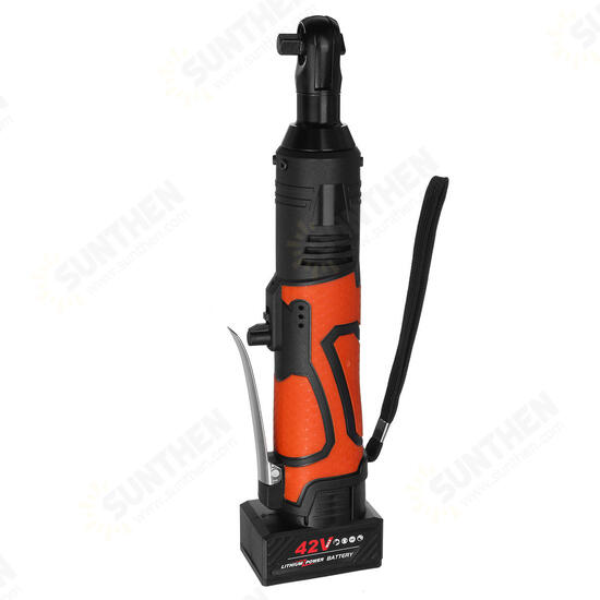 42V 100Nm Cordless Electric Wrench 3/8 Ratchet Wrench Set Angle Drill Screwdriver LED Light