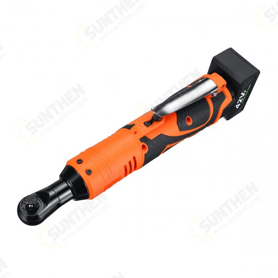 42V 90Nm LED Cordless Electric Ratchet Wrench 3/8 Inch Chuck Right Angle Wrench W/ 2Pcs Battery Kit