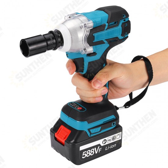 588VF 4000rpm Impact Wrench Brushless Cordless Rechargeable Electric Wrench Drill Socket W/ None/1/2pcs Battery