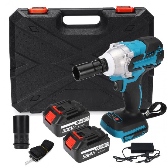 588VF 4000rpm Impact Wrench Brushless Cordless Rechargeable Electric Wrench Drill Socket W/ None/1/2pcs Battery