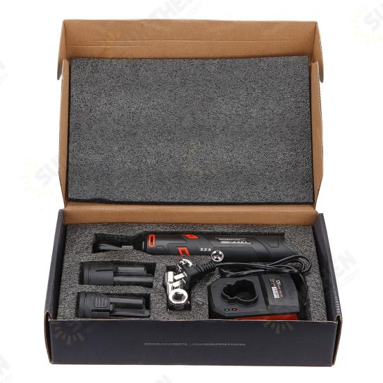 60NM Cordless Electric Ratchet Wrench Set with 12V Lithium-Ion Battery and Charger 90 Degree Right Angle Special Truss Wrench 3/8 Inch