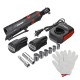 60NM Cordless Electric Ratchet Wrench Set with 12V Lithium-Ion Battery and Charger 90 Degree Right Angle Special Truss Wrench 3/8 Inch