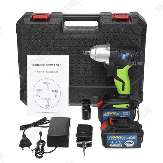 8.0Ah 68V Cordless Impact Wrench Li-ion Power Driver Drill Power Wrench Tools 1 Charger 2 Batteries 8.0Ah 68V Cordless Impact Wrench Li-ion Power Driver Drill Power Wrench Tools 1 Charger 2 Batteries
