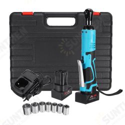 Portable 28V Cordless Rechargeable Ratchet Wrench 3/8 Inch Electric Right Angle Wrench 60N.m W/ 2 Batteries Portable 28V Cordless Rechargeable Ratchet Wrench 3/8 Inch Electric Right Angle Wrench 60N.m W/ 2 Batteries