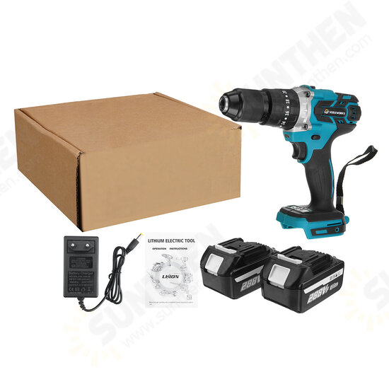 288VF 3 In 1 Cordless Electric Impact Drill Driver Brushless Driver Drill Hammer with EU Plug LED Working Light