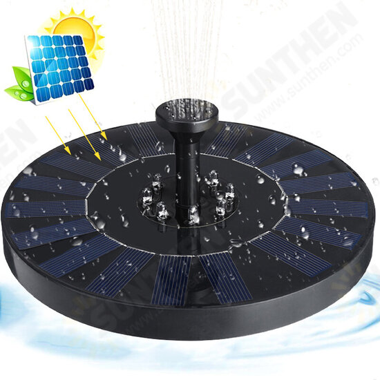 10V 180mm LED Colors Solar Fountain 2.4W 800mAh Solar Powered Fountain Pump Solar Bird Bath Fountain for Bird Bath Pond