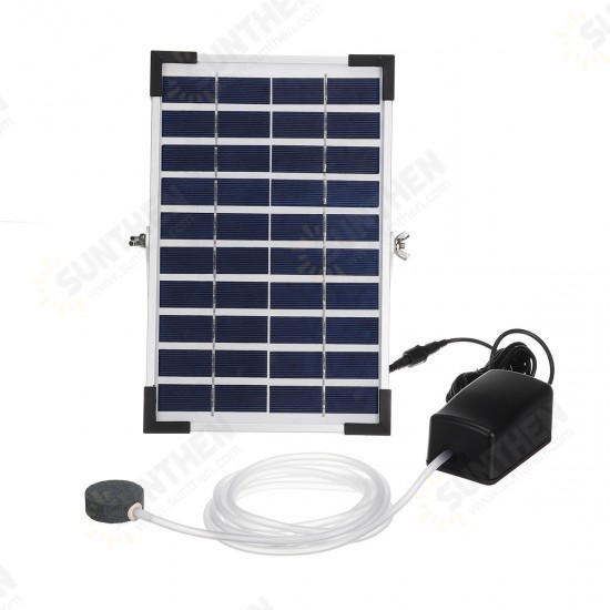 10V 5W Solar Panel Fish Tank Oxygenator Aquarium Oxygen Aerator Pond Fishing Air Pump W/ Pipe & Bubble Stone