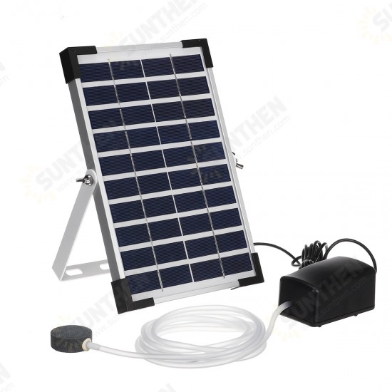 10V 5W Solar Panel Fish Tank Oxygenator Aquarium Oxygen Aerator Pond Fishing Air Pump W/ Pipe & Bubble Stone