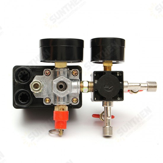 125PSI Air Compressor Pressure Valve Switch Control Manifold Regulator Gauges