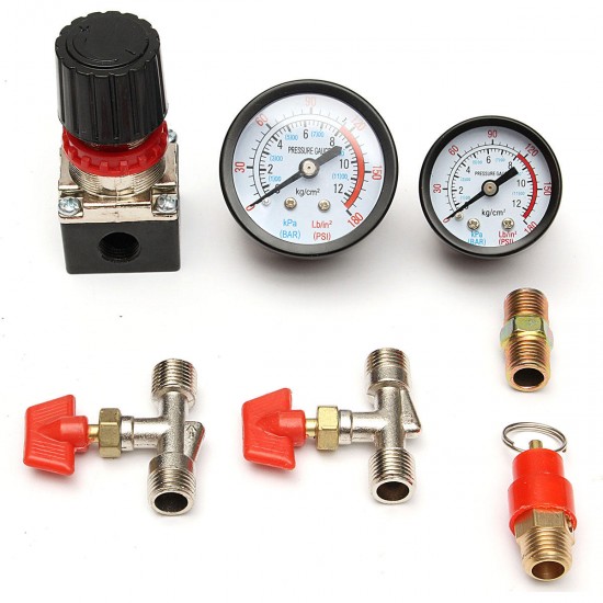 125PSI Air Compressor Pressure Valve Switch Control Manifold Regulator Gauges