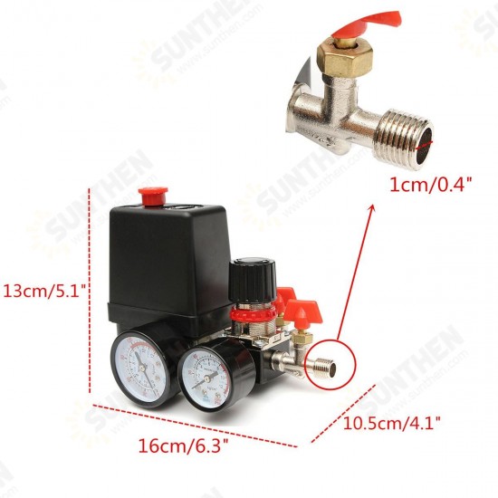 125PSI Air Compressor Pressure Valve Switch Control Manifold Regulator Gauges