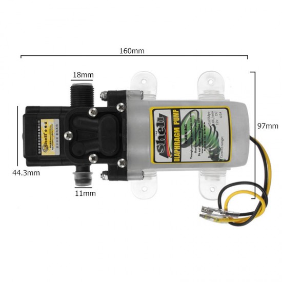 12V 45-60W 4L/Min Portable Mini High Pressure Diaphragm Water Self Priming Pump