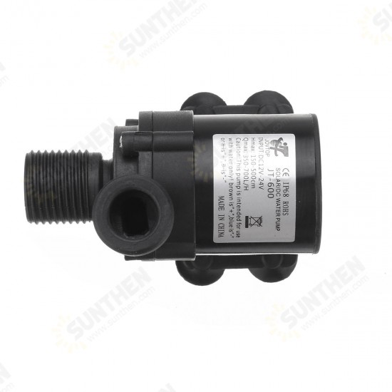 24V/12V Hot Water Pump for Circulating Micro DC Water Pump With 1/2 Inch Threaded Multifunction Brushless Quiet Submersible Pump Electromagnetic Booster Pump