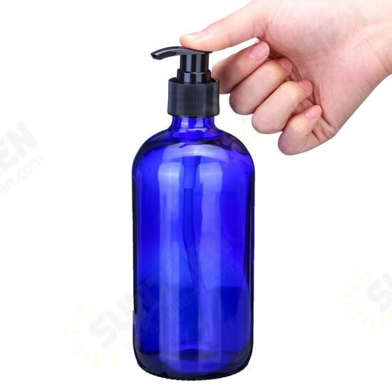 250ml/500ml Blue Glass Bottle With Pump Cap Water Sprayer Essential Oil Bottle