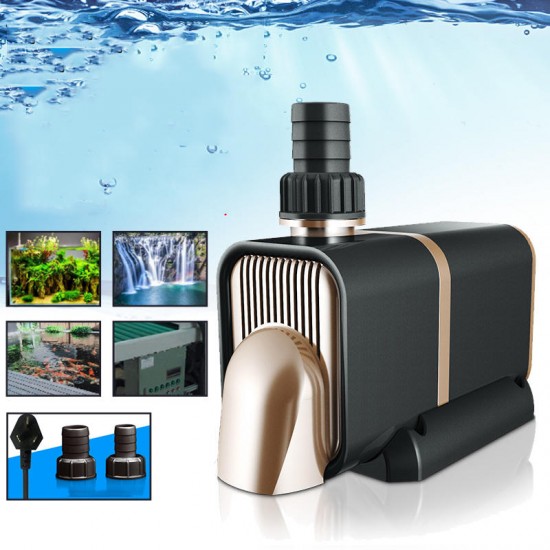 360° Submersible Bottom Sunction Pump Low Noise Prevent Dry Burning Frequency Conversion Water Pump for Aquarium Fountains