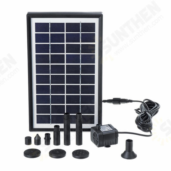 4W 10V 380L/H Solar Panel Water Pump Landscape Pond Pool Aquarium Floating Fountain with 6 Nozzles