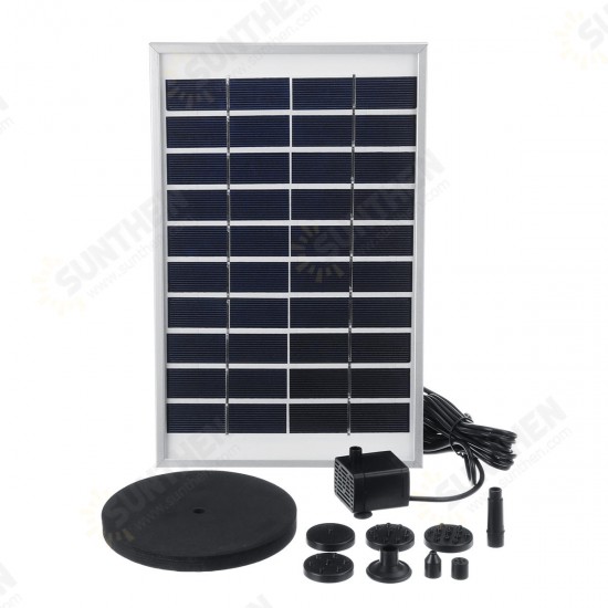 5W Solar Power Panel Water Pump 380L/H Garden Landscape Floating Fountain