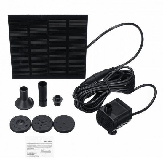 7V 1.4W Solar Panel Powered Fountain 180L/H Submersible Water Pump Pond Kit Garden Pond