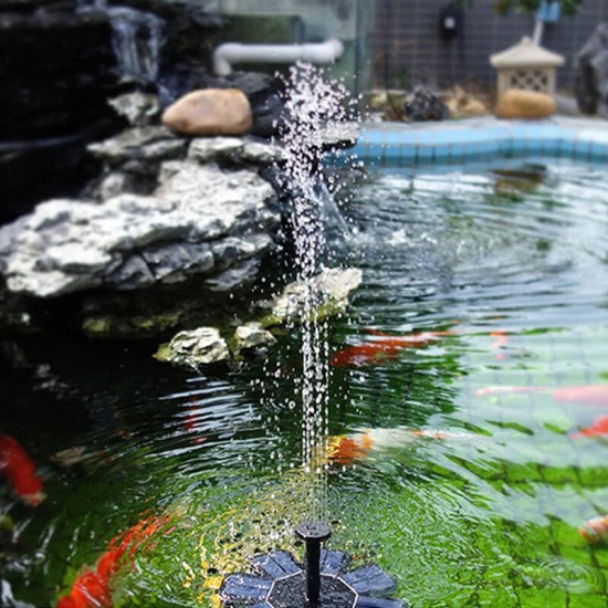 8V 1.6W Mini Fountain Solar Powered Water Pump Floating Outdoor Bird Pond Garden Decor + 4 Nozzles