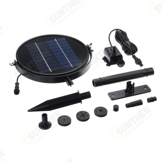 9V 2W 190L/H Solar Power Panel Water Pump Ground Water Pool Floating Fountain